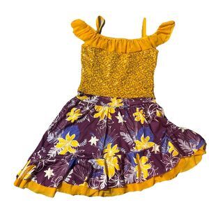 Weissman Dance Costume Girls Small Child Gold Sequence, orange & purple